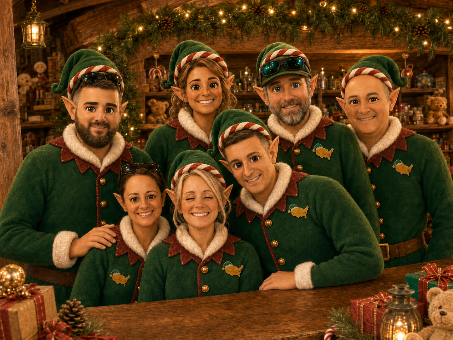 A joyful group transformed into an official Elves Across America Elf Squad